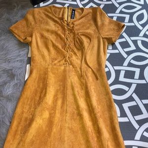 Suede lace up dress
